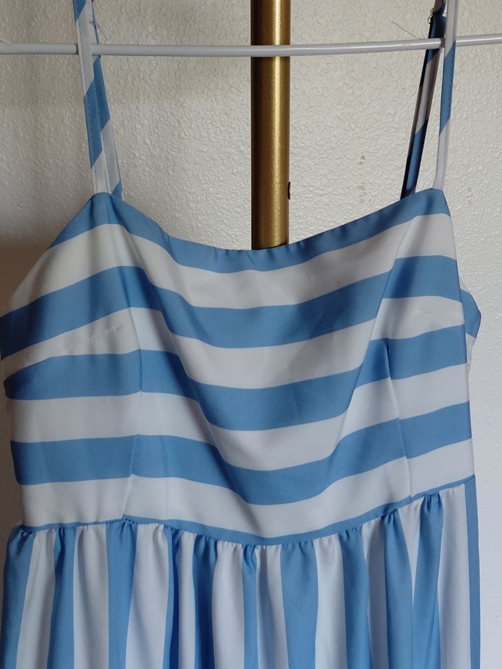 Blue Stripe Maxi Sundress with Spaghetti Straps - Picture 2 of 4